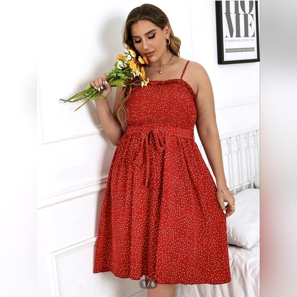 Shein Curve Red Poka Dot Dress 2XL